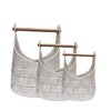 Jessar - Set of 3 Braided Felt Storage Baskets with Wood Handles, White - 76-6-00054 - Mounts For Less