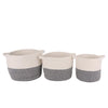 Jessar - Set of 3 Cotton Storage Baskets, White and Gray - 76-6-00291 - Mounts For Less