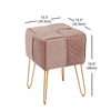 Jessar - Velvet Ottoman/Footstool with Metal Base, 13.3" x 13.3" x 18.9", Pink - - Mounts For Less