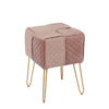 Jessar - Velvet Ottoman/Footstool with Metal Base, 13.3" x 13.3" x 18.9", Pink - - Mounts For Less