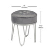 Jessar - Velvet Ottoman/Footstool with Metal Base, 14" x 17.3", Gray - 76-6-01554 - Mounts For Less