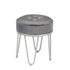 Jessar - Velvet Ottoman/Footstool with Metal Base, 14" x 17.3", Gray - 76-6-01554 - Mounts For Less