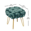 Jessar - Velvet Ottoman/Footstool with Metal Base, 14.9" x 14.9" x 16.9", Green - 76-6-01556 - Mounts For Less