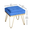 Jessar - Velvet Ottoman/Footstool with Metal Base, 15.7" x 15.7" x 17.3", Blue - 76-6-01553 - Mounts For Less