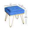 Jessar - Velvet Ottoman/Footstool with Metal Base, 15.7" x 15.7" x 17.3", Blue - - Mounts For Less
