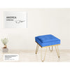 Jessar - Velvet Ottoman/Footstool with Metal Base, 15.7" x 15.7" x 17.3", Blue - - Mounts For Less