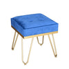 Jessar - Velvet Ottoman/Footstool with Metal Base, 15.7" x 15.7" x 17.3", Blue - 76-6-01553 - Mounts For Less