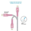 LAX - Lightning Cable, 4 Feet, Braided and Durable, Pink and Silver - 78-135136 - Mounts For Less