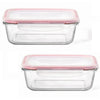 LocknLock - Set of 2 Airtight and Leakproof Glass Containers, 1L Capacity, Red - 65-332216x2 - Mounts For Less