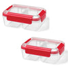 LocknLock - Set of 2 EasyLuch Divided Meal Containers, 946mL Capacity, Red - 65-370422x2 - Mounts For Less