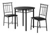 Monarch Specialties I 1013 Dining Table Set, 3pcs Set, Small, 30" Round, Kitchen, Metal, Laminate, Black, Contemporary, Modern - 83-1013 - Mounts For Less
