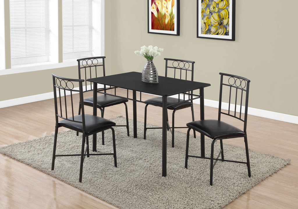 Monarch Specialties I 1018 Dining Table Set, 5pcs Set, Small, 40" Rectangular, Kitchen, Metal, Laminate, Black, Contemporary, Modern - 83-1018 - Mounts For Less