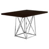 Monarch Specialties I 1058 Dining Table, 48" Rectangular, Small, Kitchen, Dining Room, Metal, Laminate, Brown, Chrome, Contemporary, Modern - 83-1058 - Mounts For Less