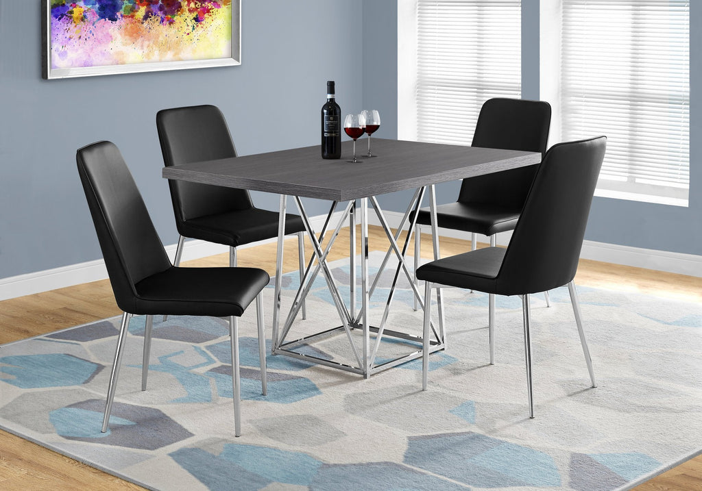 Monarch Specialties I 1059 Dining Table, 48" Rectangular, Small, Kitchen, Dining Room, Metal, Laminate, Grey, Chrome, Contemporary, Modern - 83-1059 - Mounts For Less