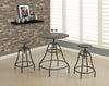 Monarch Specialties I 1085 Dining Table Set, 3pcs Set, Small, 28" Round, Pub Height, Kitchen, Bar, Metal, Laminate, Brown, Transitional - 83-1085 - Mounts For Less