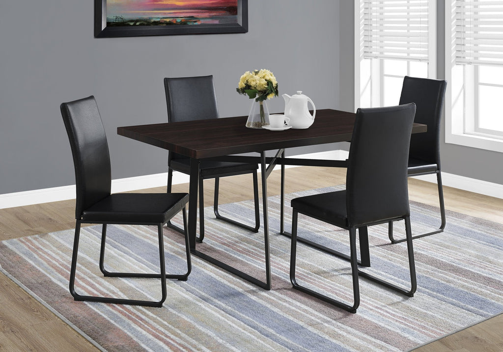 Monarch Specialties I 1105 Dining Table, 60" Rectangular, Kitchen, Dining Room, Metal, Laminate, Brown, Black, Contemporary, Modern - 83-1105 - Mounts For Less