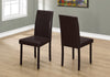 Monarch Specialties I 1172 Dining Chair, Set Of 2, Side, Upholstered, Kitchen, Dining Room, Pu Leather Look, Wood Legs, Brown, Transitional - 83-1172 - Mounts For Less