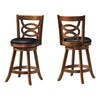 Monarch Specialties I 1252 Bar Stool, Set Of 2, Swivel, Counter Height, Kitchen, Wood, Pu Leather Look, Brown, Black, Transitional - 83-1252 - Mounts For Less