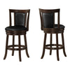 Monarch Specialties I 1288 Bar Stool, Set Of 2, Swivel, Counter Height, Kitchen, Wood, Pu Leather Look, Brown, Black, Transitional - 83-1288 - Mounts For Less