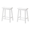 Monarch Specialties I 1533 Bar Stool, Set Of 2, Counter Height, Saddle Seat, Kitchen, Wood, White, Contemporary, Modern - 83-1533 - Mounts For Less