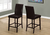 Monarch Specialties I 1901 Dining Chair, Set Of 2, Counter Height, Upholstered, Kitchen, Dining Room, Pu Leather Look, Wood Legs, Brown, Transitional - 83-1901 - Mounts For Less
