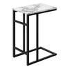 Monarch Specialties I 2173 Accent Table, C-shaped, End, Side, Snack, Living Room, Bedroom, Metal, Laminate, White Marble Look, Black, Contemporary, Modern - 83-2173 - Mounts For Less