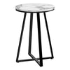 Monarch Specialties I 2178 Accent Table, Side, Round, End, Nightstand, Lamp, Living Room, Bedroom, Metal, Laminate, White Marble Look, Black, Contemporary, Modern - 83-2178 - Mounts For Less
