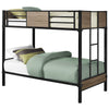 Monarch Specialties I 2237B Bunk Bed - Twin / Twin Size / Dark Taupe / Black Metal - 83-2237B - Mounts For Less