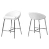 Monarch Specialties I 2296 Bar Stool, Set Of 2, Counter Height, Kitchen, Metal, Pu Leather Look, White, Chrome, Contemporary, Modern - 83-2296 - Mounts For Less