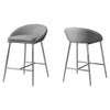 Monarch Specialties I 2298 Bar Stool, Set Of 2, Counter Height, Kitchen, Metal, Fabric, Grey, Chrome, Contemporary, Modern - 83-2298 - Mounts For Less