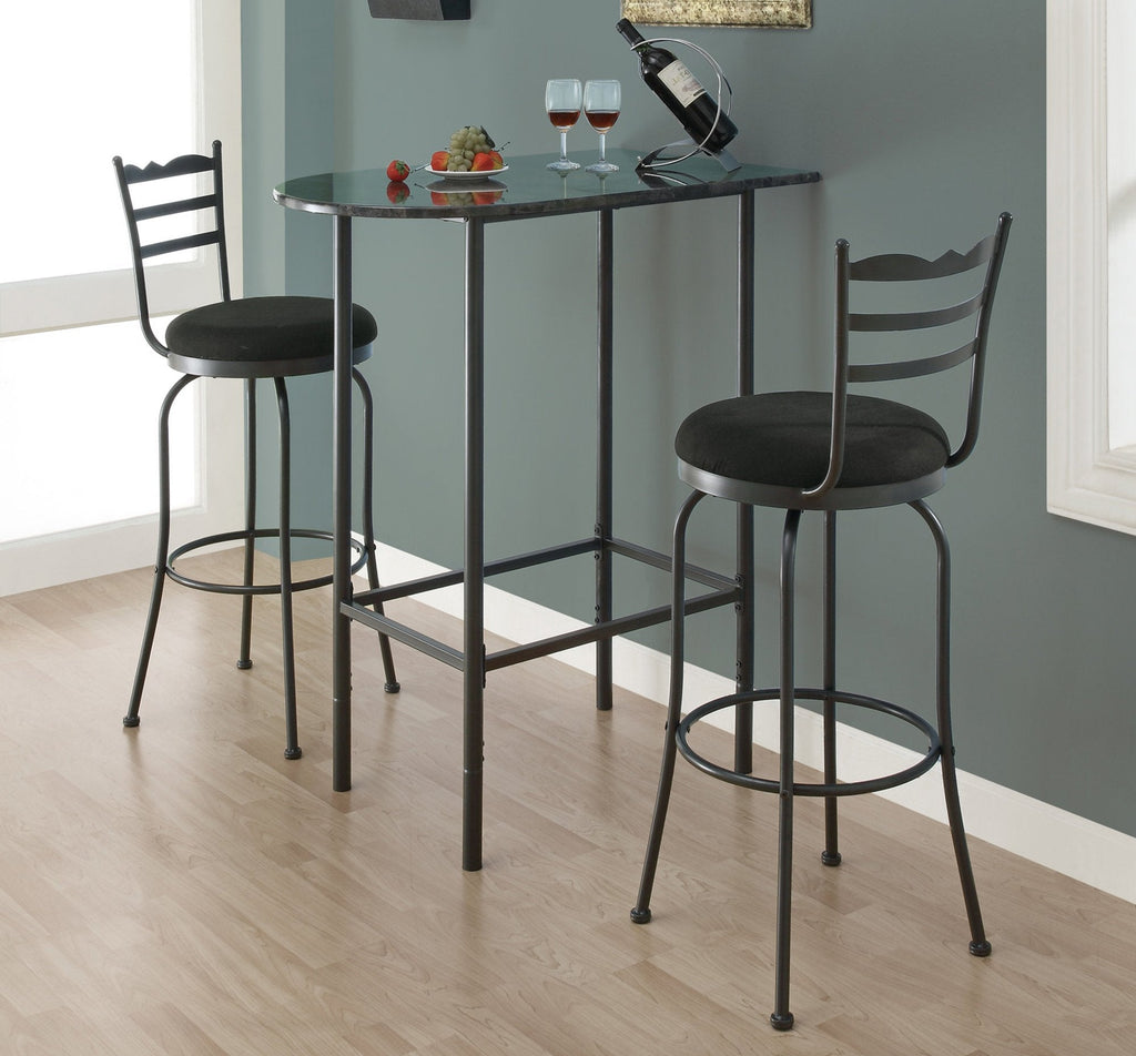 Monarch Specialties I 2325 Home Bar, Bar Table, Bar Height, Pub, 36" Rectangular, Small, Kitchen, Metal, Laminate, Grey Marble Look, Black, Contemporary, Modern - 83-2325 - Mounts For Less