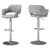 Monarch Specialties I 2363 Bar Stool, Swivel, Bar Height, Adjustable, Metal, Fabric, Grey, Chrome, Contemporary, Modern - 83-2363 - Mounts For Less