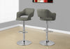 Monarch Specialties I 2364 Bar Stool, Swivel, Bar Height, Adjustable, Metal, Pu Leather Look, Grey, Chrome, Contemporary, Modern - - Mounts For Less