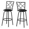 Monarch Specialties I 2375 Bar Stool, Set Of 2, Swivel, Bar Height, Metal, Pu Leather Look, Black, Contemporary, Modern - 83-2375 - Mounts For Less