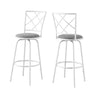 Monarch Specialties I 2377 Bar Stool, Set Of 2, Swivel, Bar Height, Metal, Fabric, White, Grey, Contemporary, Modern - 83-2377 - Mounts For Less