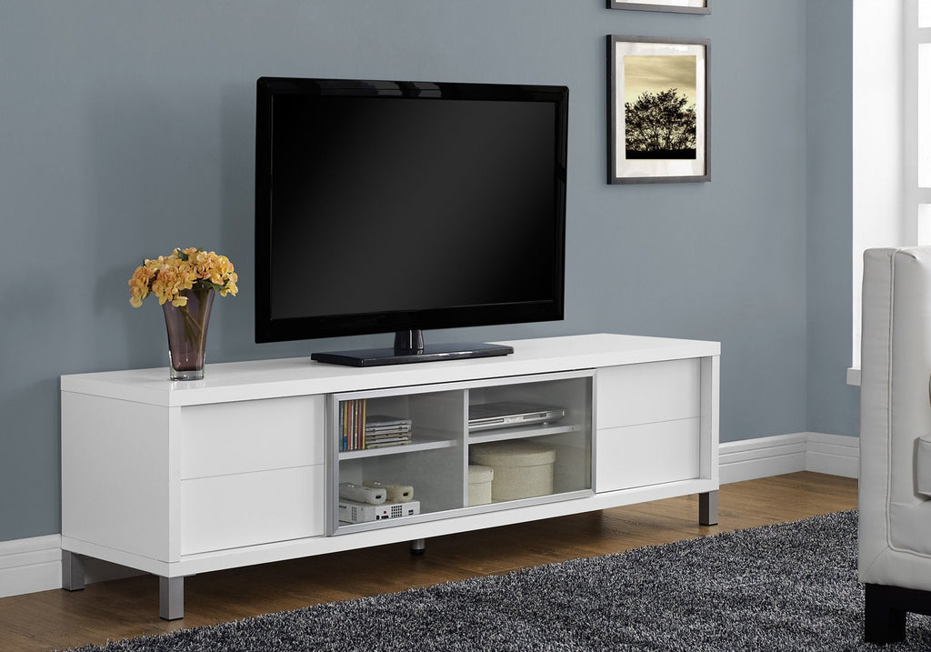 Monarch Specialties I 2537 Tv Stand, 71 Inch, Console, Media Entertainment Center, Storage Cabinet, Living Room, Bedroom, Laminate, White, Grey, Contemporary, Modern - 83-2537 - Mounts For Less