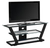 Monarch Specialties I 2588 Tv Stand, 48 Inch, Console, Media Entertainment Center, Storage Shelves, Living Room, Bedroom, Tempered Glass, Metal, Black, Clear, Contemporary, Modern - 83-2588 - Mounts For Less