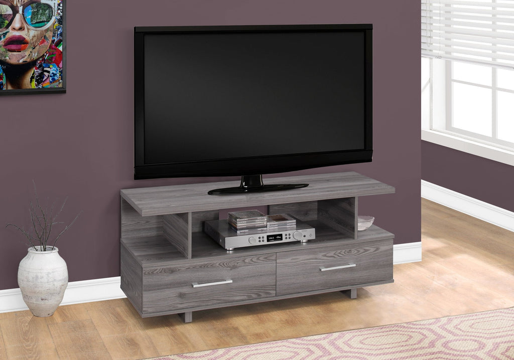 Monarch Specialties I 2608 Tv Stand, 48 Inch, Console, Media Entertainment Center, Storage Cabinet, Living Room, Bedroom, Laminate, Grey, Contemporary, Modern - 83-2608 - Mounts For Less