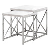 Monarch Specialties I 3025 Nesting Table, Set Of 2, Side, End, Metal, Accent, Living Room, Bedroom, Metal, Laminate, Glossy White, Chrome, Contemporary, Modern - 83-3025 - Mounts For Less