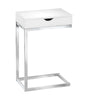 Monarch Specialties I 3031 Accent Table, C-shaped, End, Side, Snack, Storage Drawer, Living Room, Bedroom, Metal, Laminate, Glossy White, Chrome, Contemporary, Modern - 83-3031 - Mounts For Less