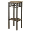 Monarch Specialties I 3044 Accent Table, Side, End, Plant Stand, Square, Living Room, Bedroom, Metal, Laminate, Brown Marble Look, Transitional - 83-3044 - Mounts For Less