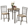 Monarch Specialties I 3045 Dining Table Set, 3pcs Set, Small, 30" Round, Kitchen, Metal, Laminate, Brown Marble Look, Transitional - 83-3045 - Mounts For Less