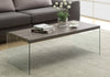 Monarch Specialties I 3054 Coffee Table, Accent, Cocktail, Rectangular, Living Room, 44"l, Tempered Glass, Laminate, Brown, Clear, Contemporary, Modern - 83-3054 - Mounts For Less