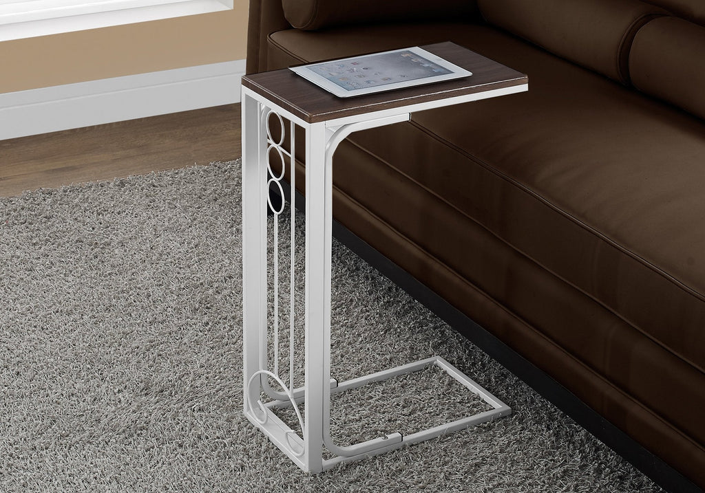 Monarch Specialties I 3136 Accent Table, C-shaped, End, Side, Snack, Living Room, Bedroom, Metal, Laminate, Brown, White, Transitional - 83-3136 - Mounts For Less