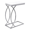 Monarch Specialties I 3184 Accent Table, C-shaped, End, Side, Snack, Living Room, Bedroom, Metal, Laminate, Glossy White, Chrome, Contemporary, Modern - 83-3184 - Mounts For Less