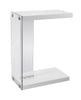 Monarch Specialties I 3215 Accent Table, C-shaped, End, Side, Snack, Living Room, Bedroom, Tempered Glass, Laminate, Glossy White, Clear, Contemporary, Modern - 83-3215 - Mounts For Less