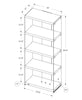 Monarch Specialties I 3233 Bookshelf, Bookcase, Etagere, 5 Tier, 60"h, Office, Bedroom, Tempered Glass, Laminate, Grey, Clear, Contemporary, Modern - 83-3233 - Mounts For Less
