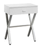 Monarch Specialties I 3262 Accent Table, Side, End, Nightstand, Lamp, Storage Drawer, Living Room, Bedroom, Metal, Laminate, Glossy White, Chrome, Contemporary, Modern - 83-3262 - Mounts For Less