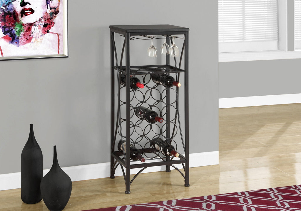 Monarch Specialties I 3347 Home Bar, Wine Rack, Metal, Black, Black, Transitional - 83-3347 - Mounts For Less