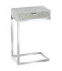 Monarch Specialties I 3373 Accent Table, C-shaped, End, Side, Snack, Storage Drawer, Living Room, Bedroom, Metal, Laminate, Grey, Chrome, Contemporary, Modern - 83-3373 - Mounts For Less